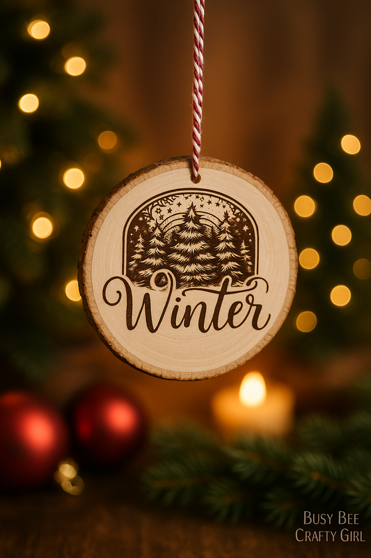 Winter Engraved Wooden Ornament