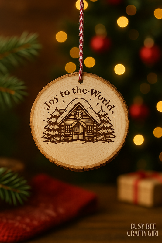 Joy to the World Engraved Wooden Ornament