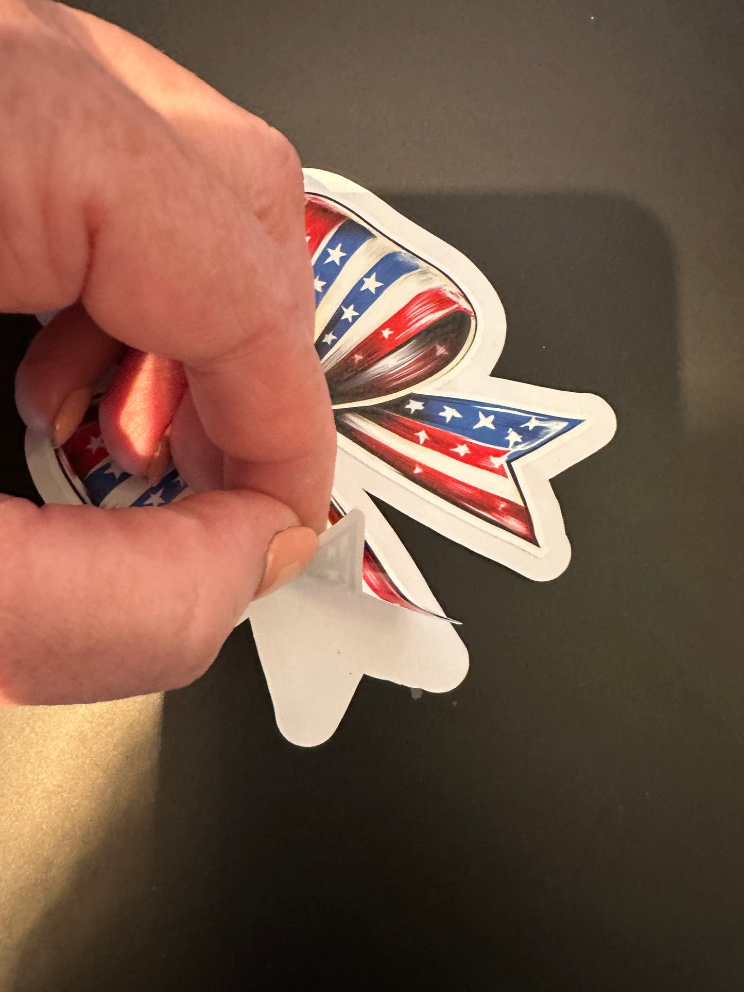 Patriotic Coquette Bow Sticker – Glossy Vinyl, Waterproof